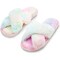 Fuzzy Cross Band Home Slippers, Soft Fluffy Plush Fleece Slip on House Slipper, Open Toe Indoor Shoes for Women, Cute Pastel Pink (Medium, US 8)